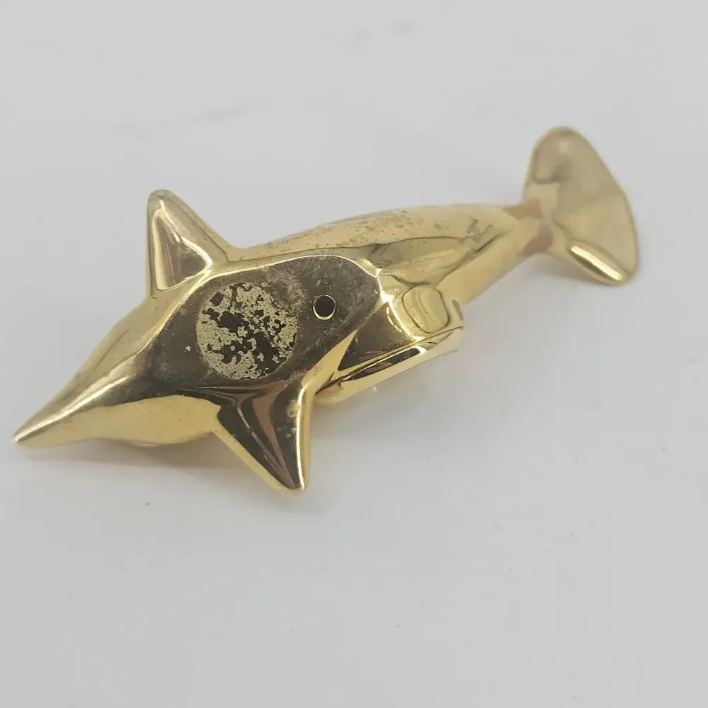 SMALL BRASS QUARTZ CLOCKS Dolphin NEED BATTERIES Goldtone 4